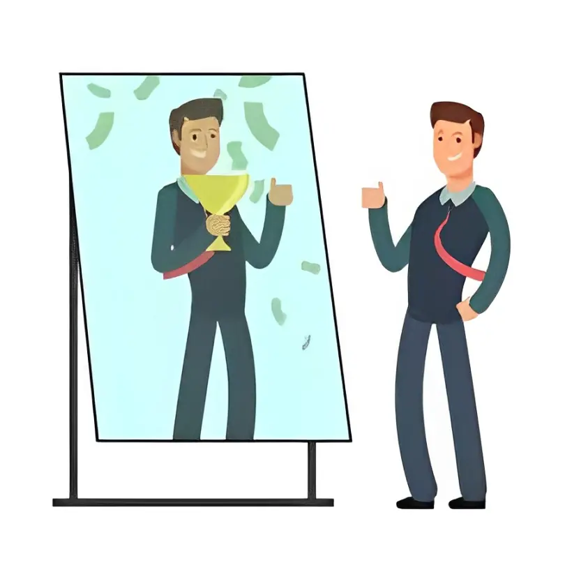rs=w_1280 (11) A man standing next to a mirror with money falling on him.