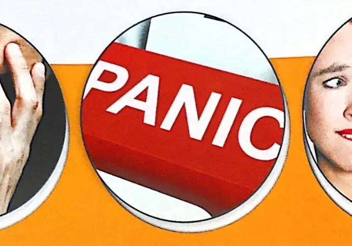 A red sign with the word panic written on it.
